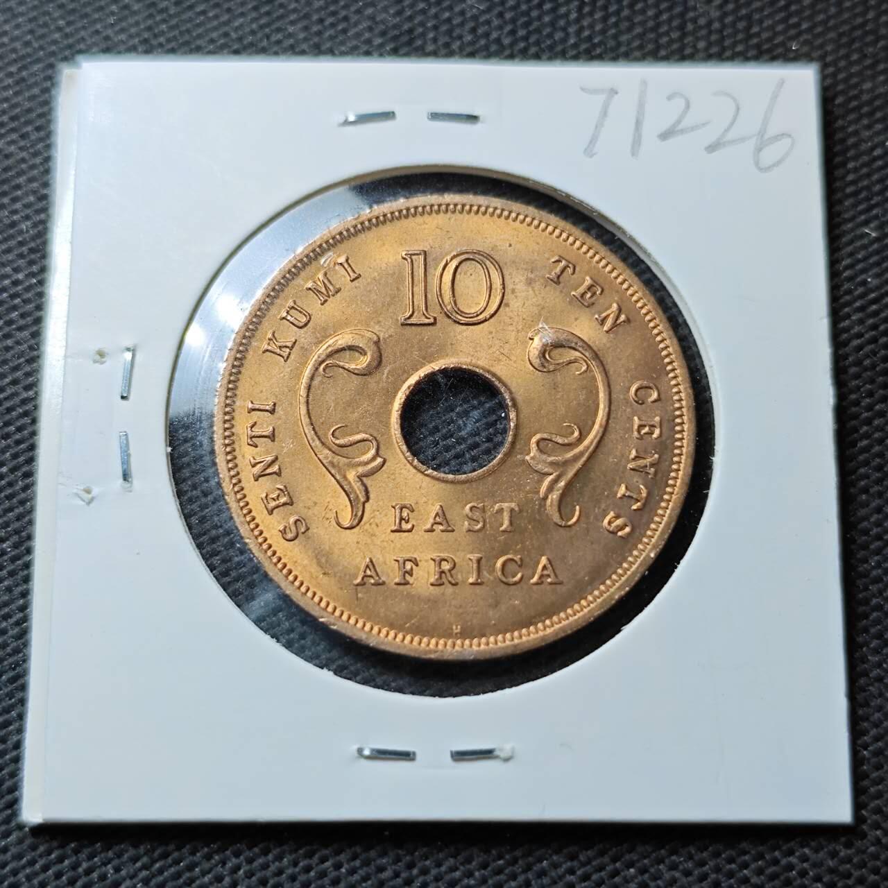 KK钱币收藏小铺  第371场  2月预留时间 周末发货  1964英属东非10分 好品铜币