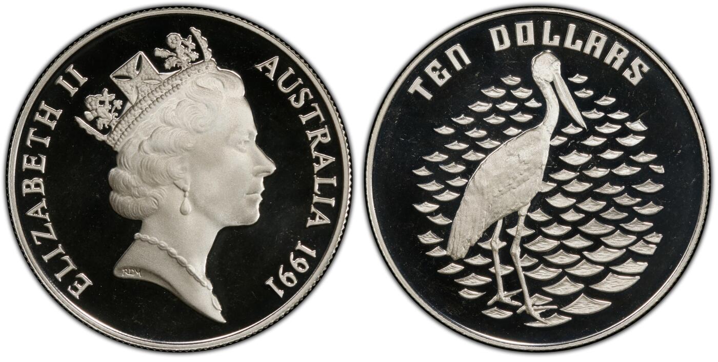 PThappally收藏第54次拍卖，英联邦地区硬币纸币 澳大利亚 1991 10澳元  20 g  银币 PCGS PR69DCAM