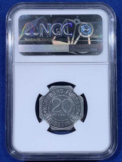 《竞宝斋》第438场 周日，周一，周二 3场连拍 （全场包邮） NGC MS66 德国1920年紧急状态时期纽伦堡20芬尼代用币