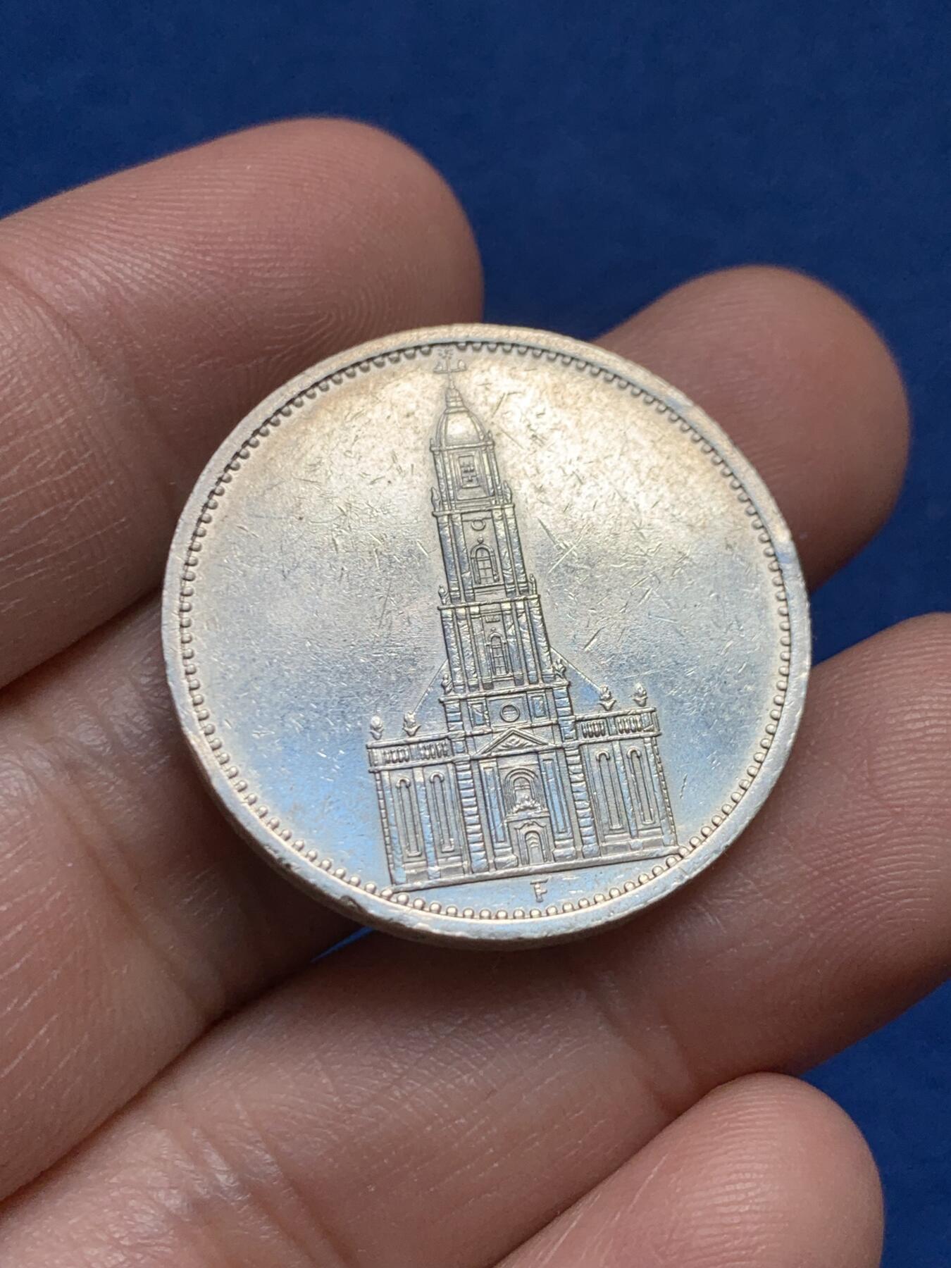 《竞宝斋》第438场 周日，周一，周二 3场连拍 （全场包邮） 德国 1934年 教堂鹰 5马克银币