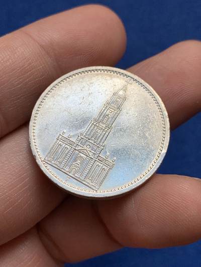 《竞宝斋》第438场 周日，周一，周二 3场连拍 （全场包邮） 德国 1934年 教堂鹰 5马克银币