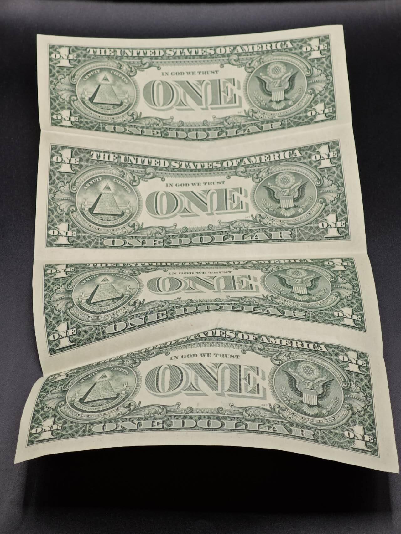 【淘币小摊】限时拍第八百拍  纸币场  满百包邮可预留两周  周一统一发货  美国1美元4连体