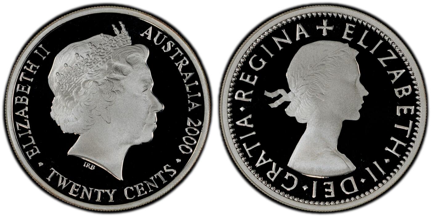 PThappally收藏第54次拍卖，英联邦地区硬币纸币 澳大利亚 2000 20分 13.36g 银币 PCGS PR69DCAM