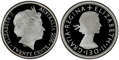 PThappally收藏第54次拍卖，英联邦地区硬币纸币 - 澳大利亚 2000 20分 13.36g 银币 PCGS PR69DCAM