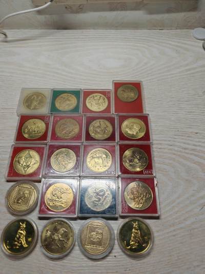 90年代 各类生肖纪念铜章 20枚 绝大多数原盒原铜光 90年代 各类生肖纪念铜章 20枚 绝大多数原盒原铜光