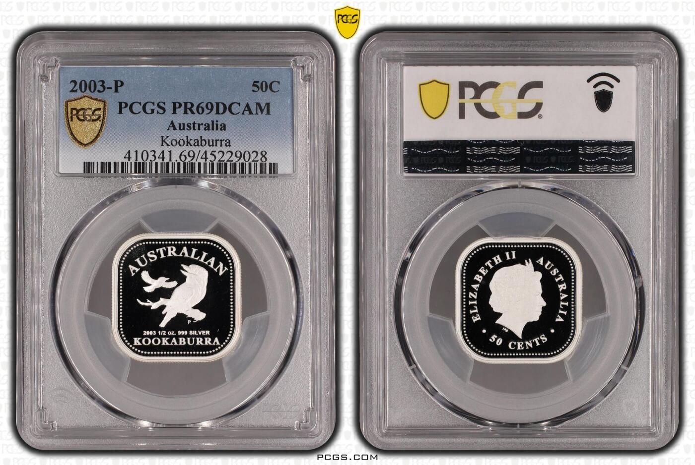 PThappally收藏第54次拍卖，英联邦地区硬币纸币 澳大利亚  2003 年  50 分  15.568g 银币  PCGS PR69DCAM