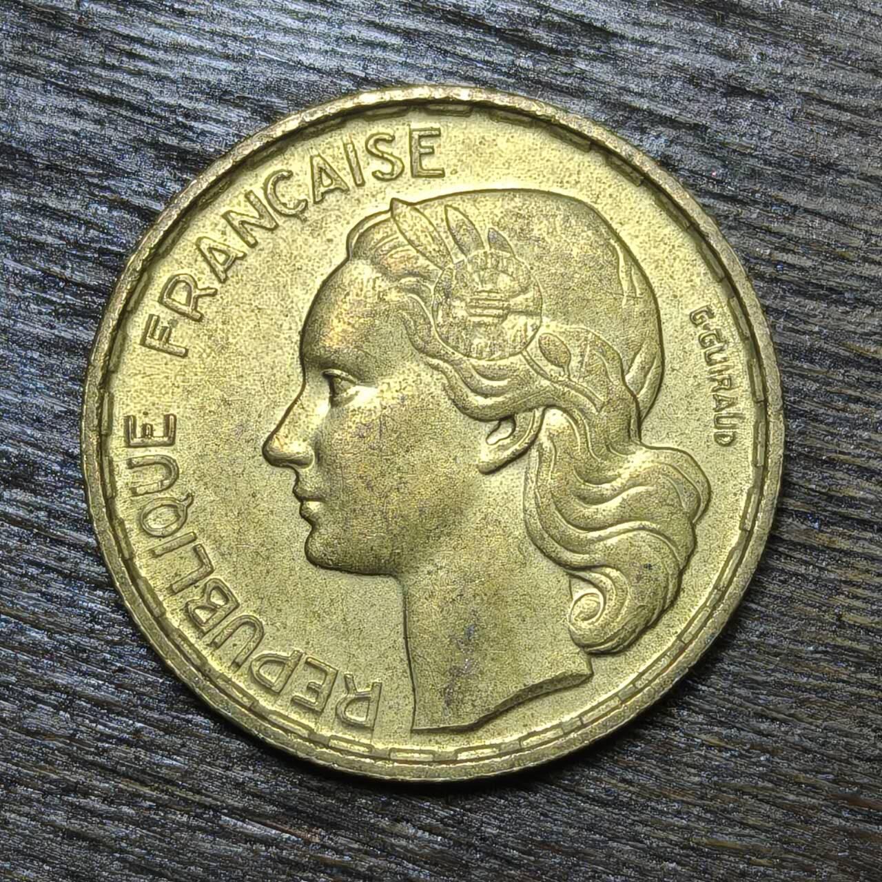 【铜匠收藏】★第132场★散币场，无佣金，30包邮。不满30元，支付5元运费。《接受代拍 代送NGC评级》 法国 1952年 女神 20法郎 铜币