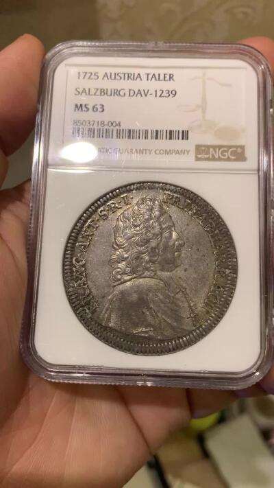 《竞宝斋》第438场 周日，周一，周二 3场连拍 （全场包邮） 唯一冠军分 NGC MS63 神圣罗马帝国 萨尔茨堡大主教区 1725年 安东尼亲王 泰勒大银币 及其难得的品种