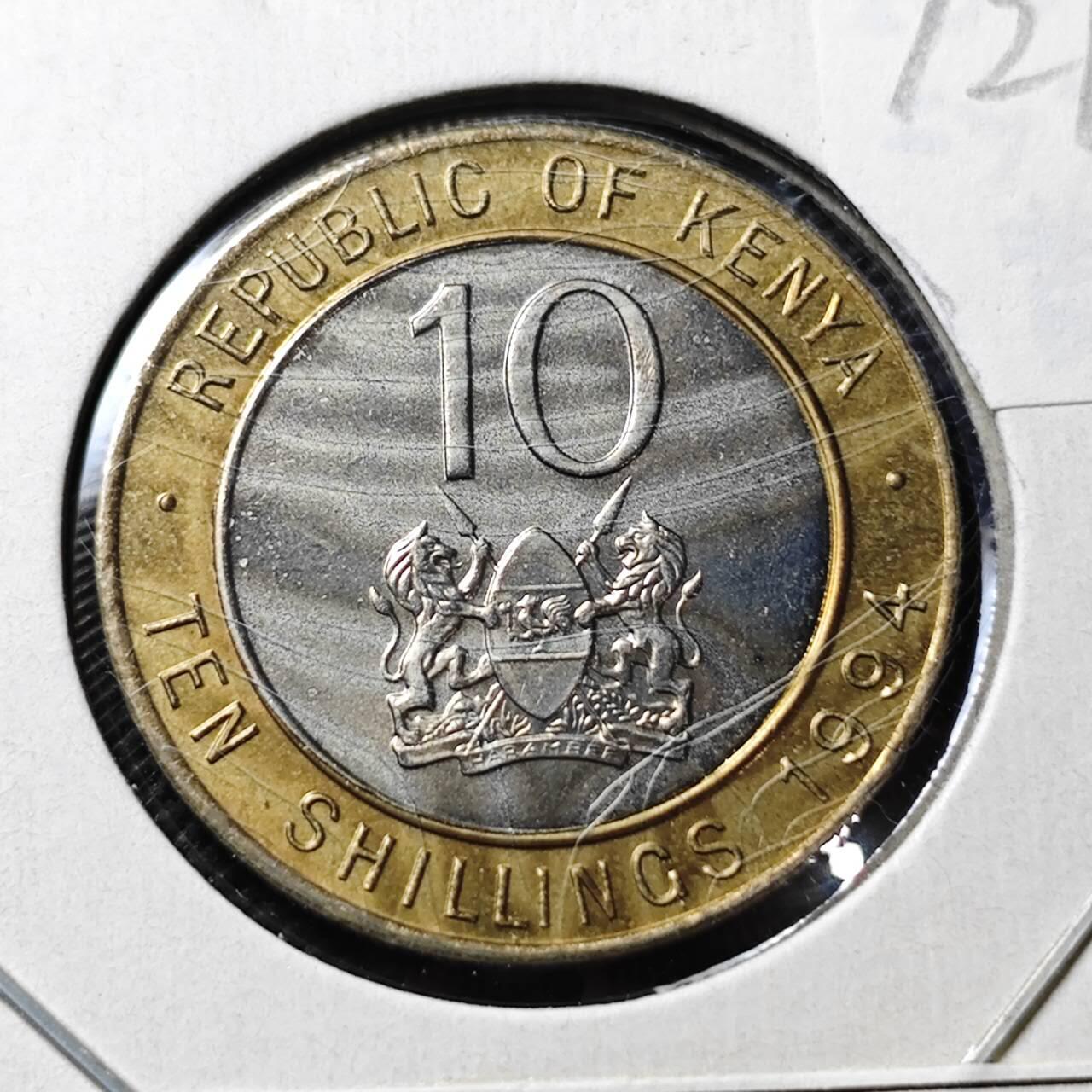 KK钱币收藏小铺  第372场  2月预留时间 周末发货  1994肯尼亚10先令 好品