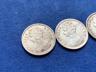 《竞宝斋》第438场 周日，周一，周二 3场连拍 （全场包邮） 三枚一组 香港1899年维多利亚一毫银币