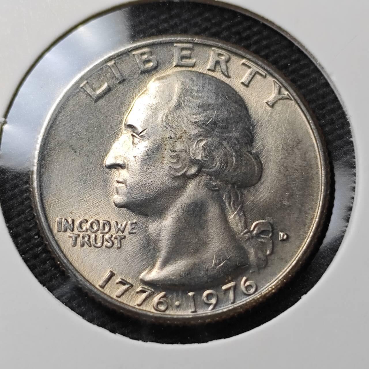 KK钱币收藏小铺  第372场  2月预留时间 周末发货  美国建国200周年25分纪念币 好品