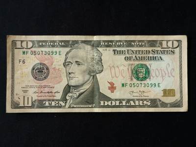 【游宝拍卖】乙巳蛇年87期 佣金1+6% - 美国-10美元【SERIES-2013 流通好品VF】