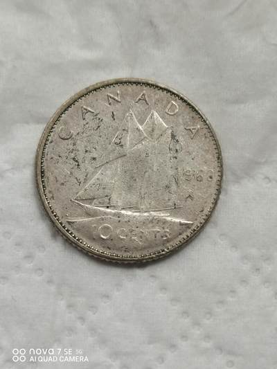 外国钱币 - 68年加拿大帆船10分银币