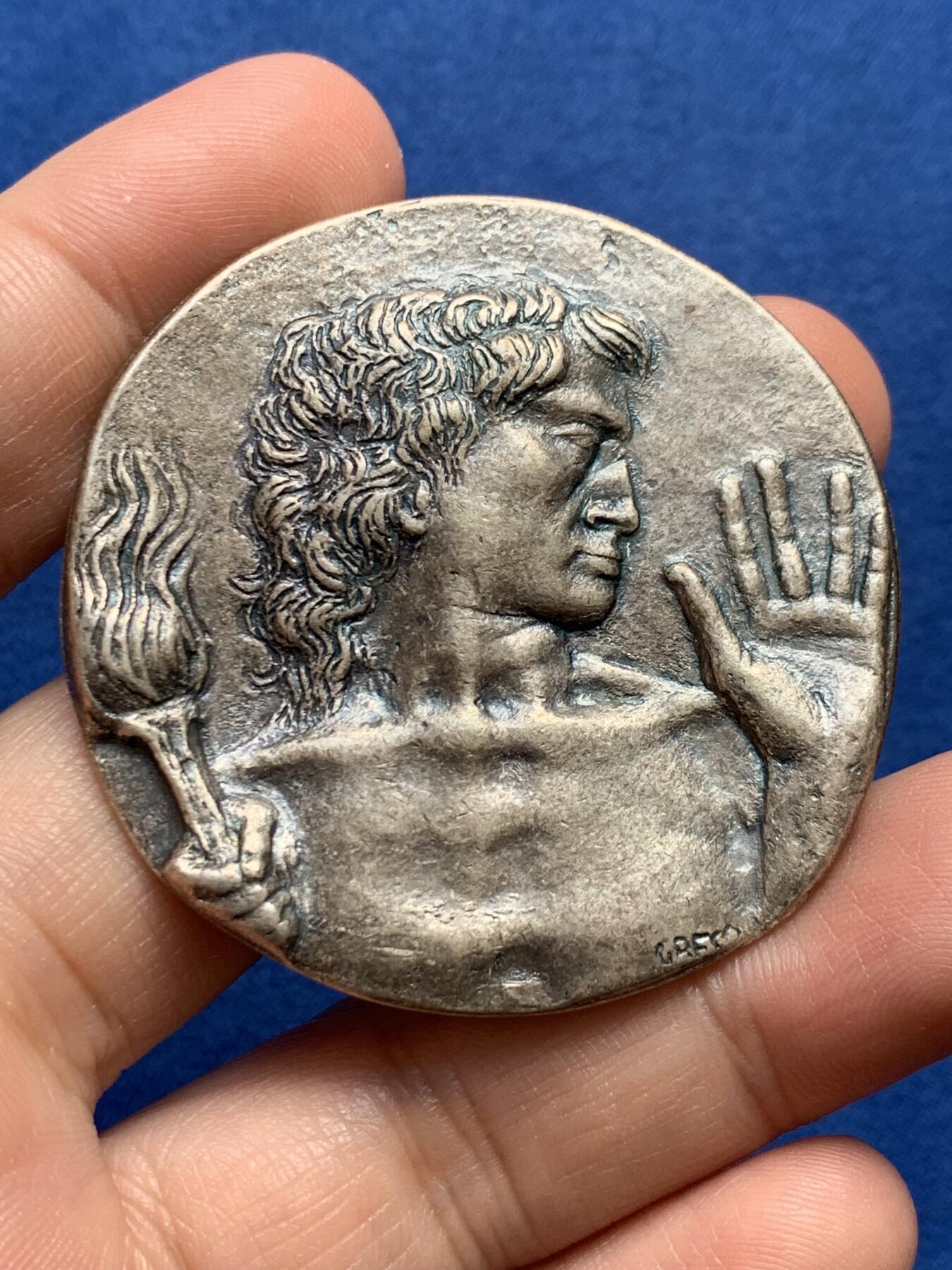 《竞宝斋》第438场 周日，周一，周二 3场连拍 （全场包邮） 意大利国家奥林匹克委员会纪念章 60.4克 50mm