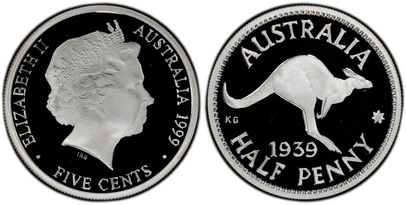 PThappally收藏第54次拍卖，英联邦地区硬币纸币 澳大利亚 1999 5分 5.53g 银币 PCGS PR69DCAM