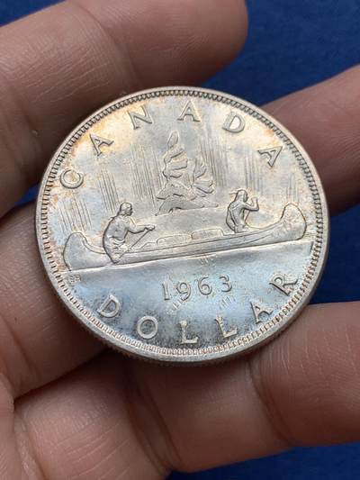 《竞宝斋》第438场 周日，周一，周二 3场连拍 （全场包邮） - 加拿大1963年伊丽莎白二世划船1加元银币