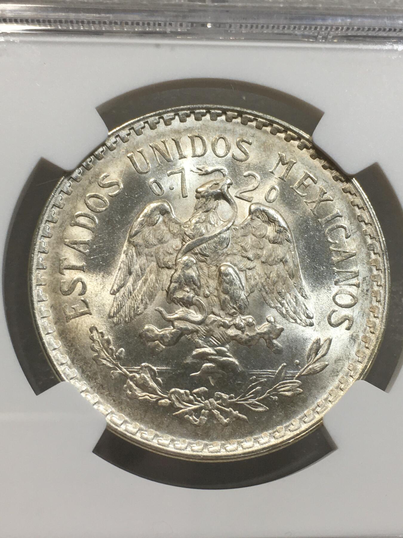 世界钱币专场拍卖 每周二开拍 NGCMS66墨西哥1944年鹰洋一比索银币 品相非常好 高分品