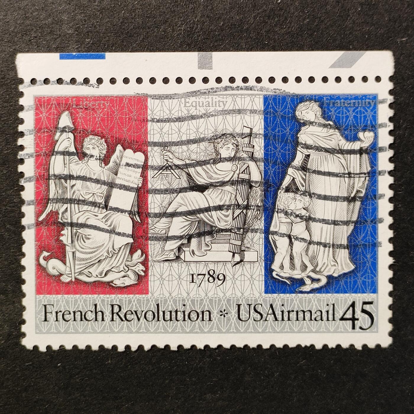 ↓君缘收藏655期☞钱币邮品↓无佣金、可寄存、满30元包邮  美国邮票，1989年法国大革命200周年 1全