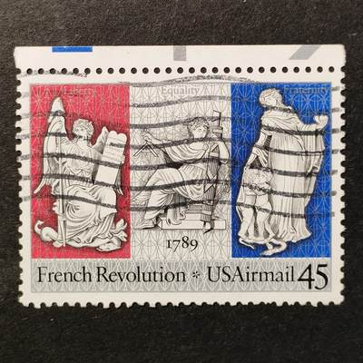 ↓君缘收藏655期☞钱币邮品↓无佣金、可寄存、满30元包邮  - 美国邮票，1989年法国大革命200周年 1全