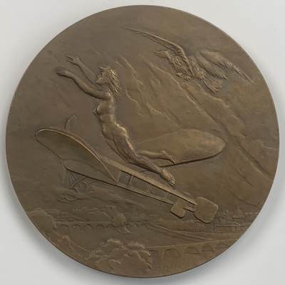 掌中浮雕-藏着的欧洲第042场 - 1912法国巴黎航空纪念铜章 , 68mm