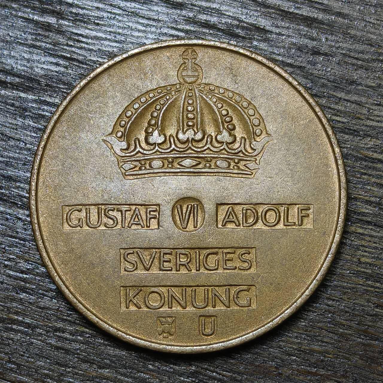 【铜匠收藏】★第132场★散币场，无佣金，30包邮。不满30元，支付5元运费。《接受代拍 代送NGC评级》 瑞典 1966年 5欧尔 皇冠 青铜币