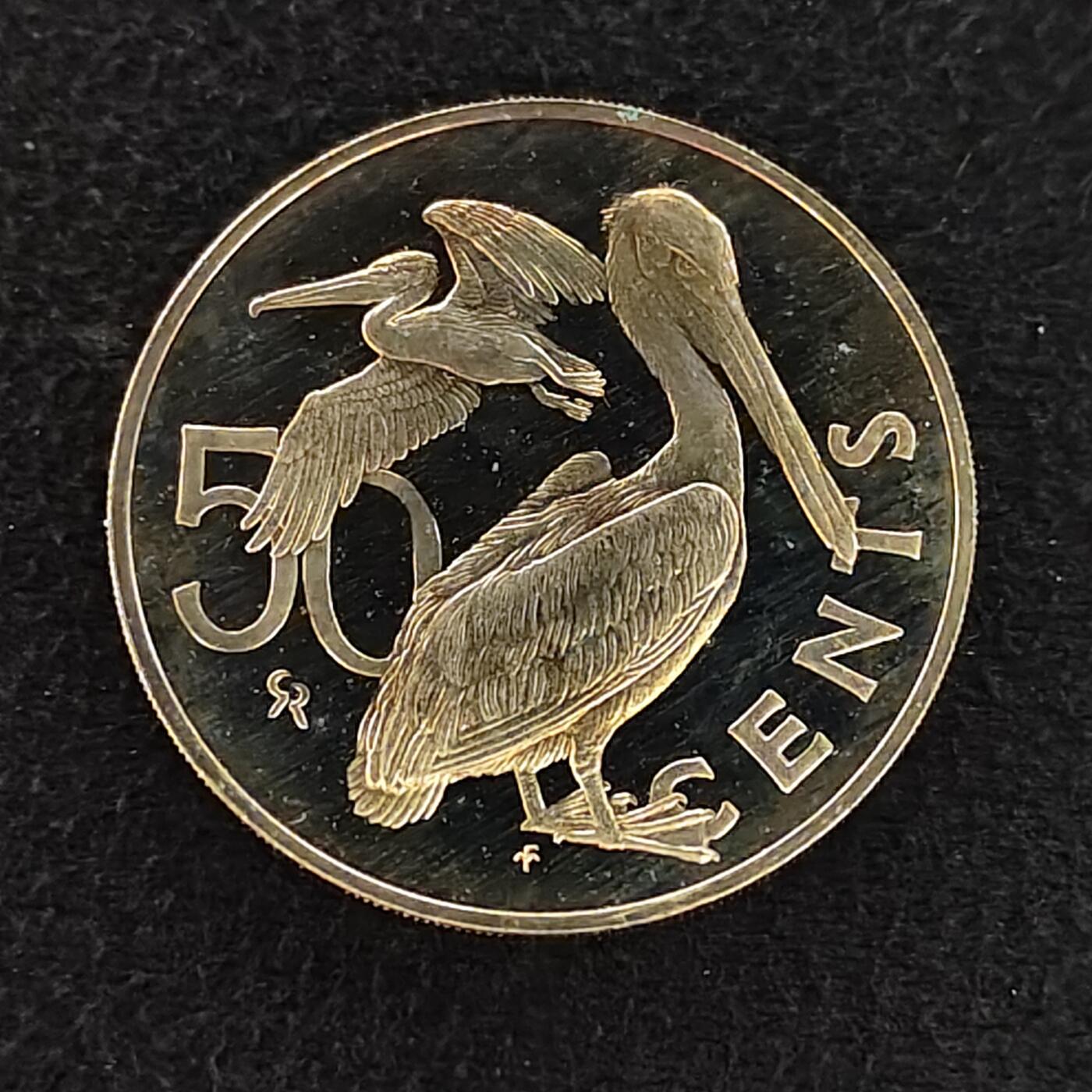 【全场包邮】纯粹捡漏拍478场（免费代拍第15场） 维尔京群岛1974年50分精制币-褐鹈鹕