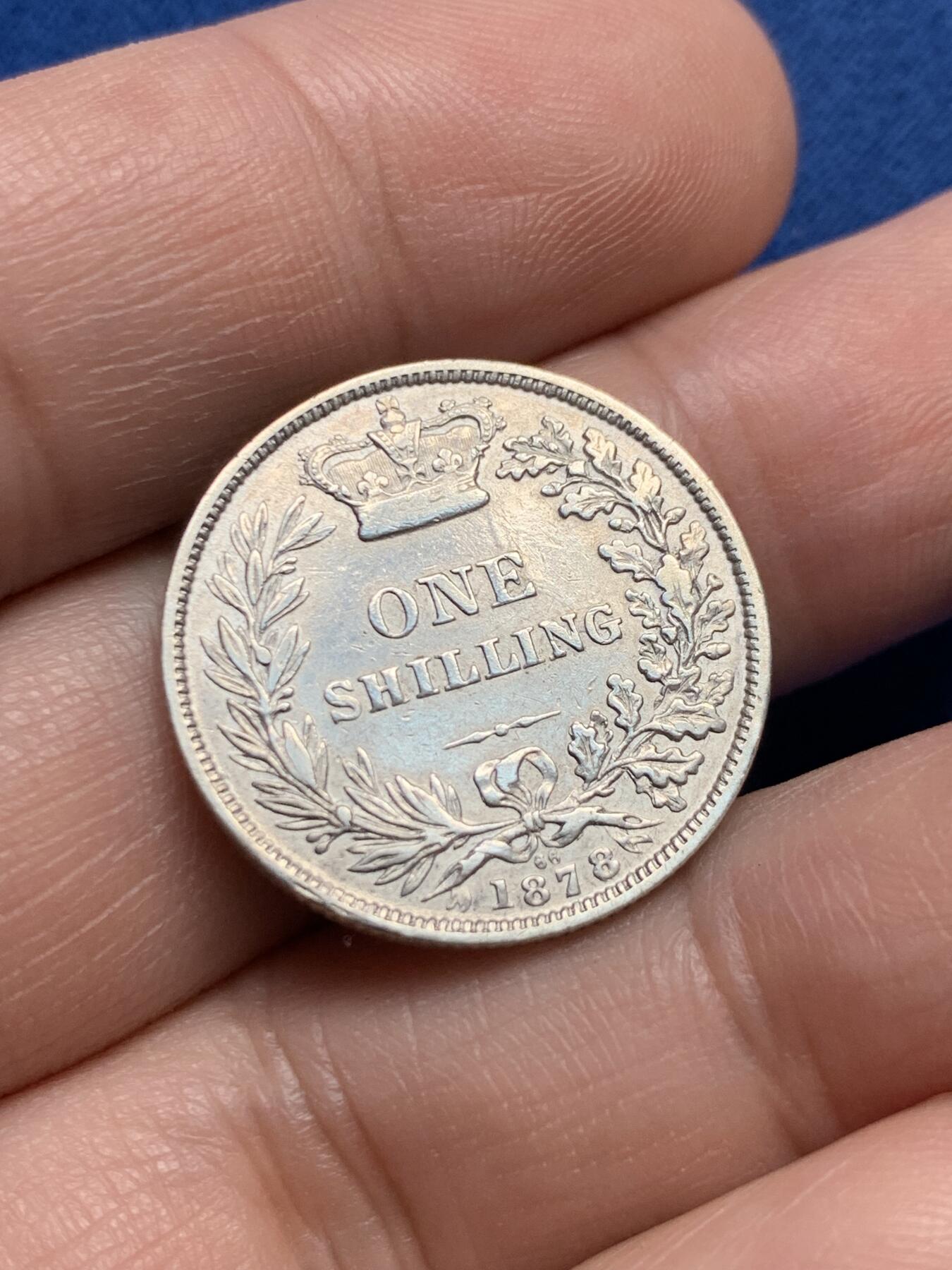 《竞宝斋》第438场 周日，周一，周二 3场连拍 （全场包邮） 英国 1878年 维多利亚青年版1先令银币 细节尚可