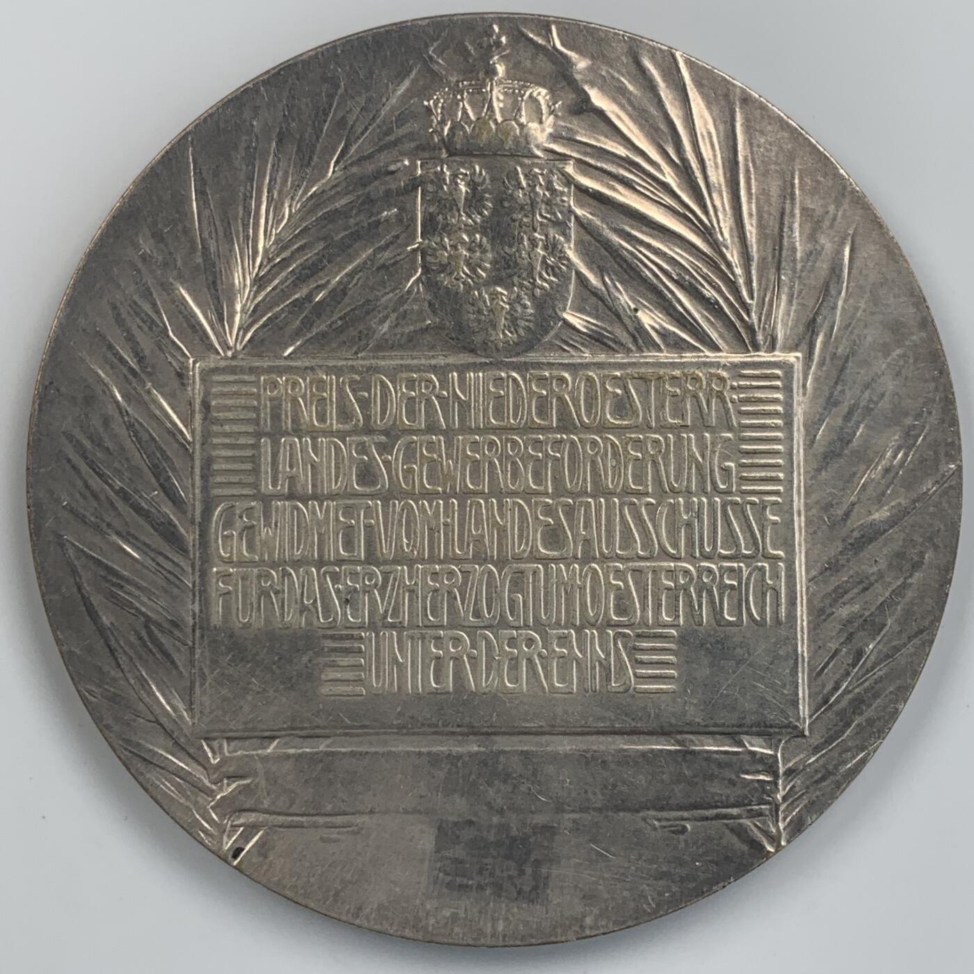 掌中浮雕-藏着的欧洲第042场 1910年奥地利维也纳贸易发展协会纪念镀银铜章  ，74.7mm ，136g