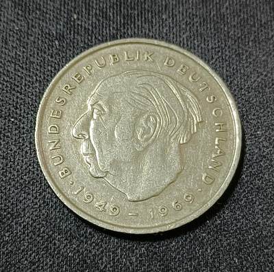 【游宝拍卖】乙巳蛇年88期 佣金1+6% - 德国-2马克 1972年 首任总统特奥多尔·豪斯(Theodor Heuss)纪念币