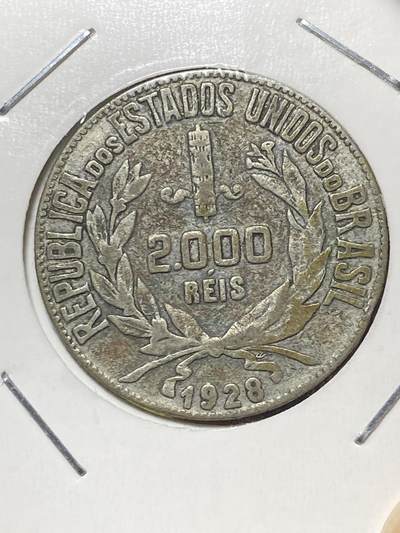2025年第一百三十场(总第一百五十六场）外国好品纸夹散币场(免佣金) - 巴西🇧🇷1928年2000瑞斯银币(共和国第五版，500银)