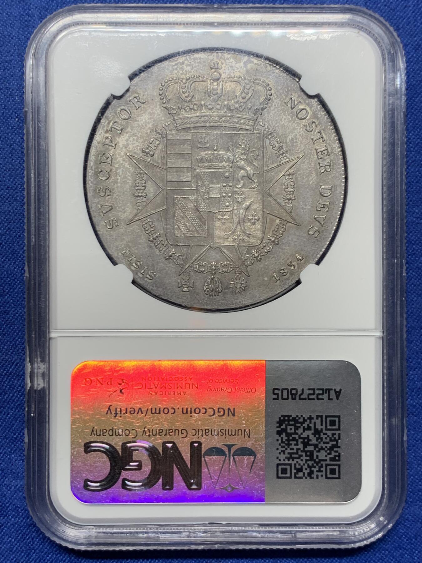 《竞宝斋》第439场 周日，周一，周二 3场连拍 （全场包邮） NGC MS61 意大利托斯卡纳 1834年 利奥波多二世 4Fiorino 罕见品种 打制状态优秀 深打极其少见 意邦核心 成交记录稀缺