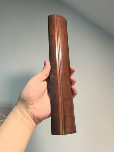 老竹雕双面诗文素镇纸摆件 双面雕工