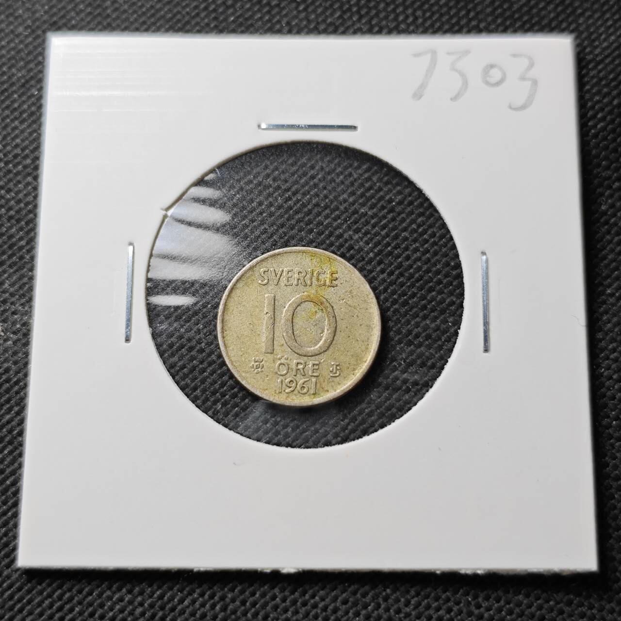 KK钱币收藏小铺  第373场  2月预留时间 周末发货  1961瑞典10欧尔银币