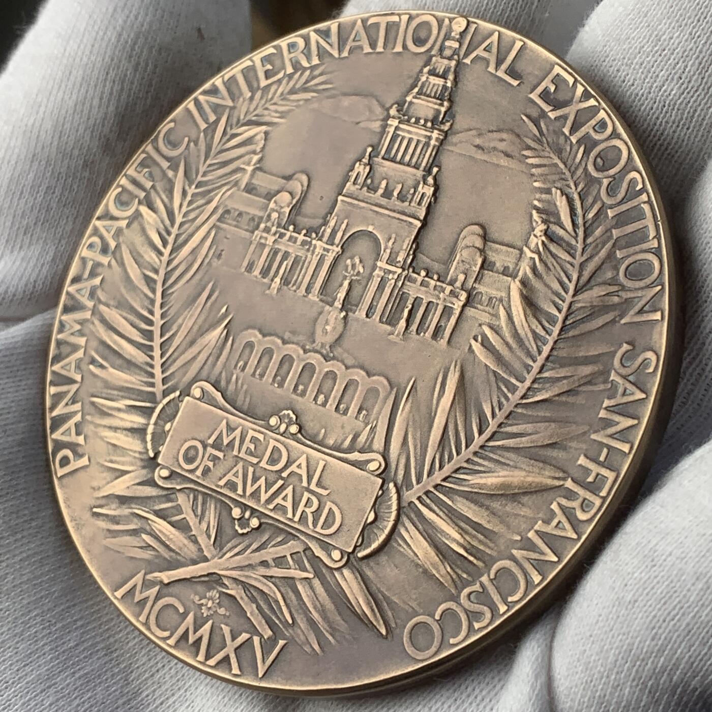 掌中浮雕-藏着的欧洲第042场 1915年美国巴拿马-太平洋万国博览会奖章，70mm，历史名章，热门品种
