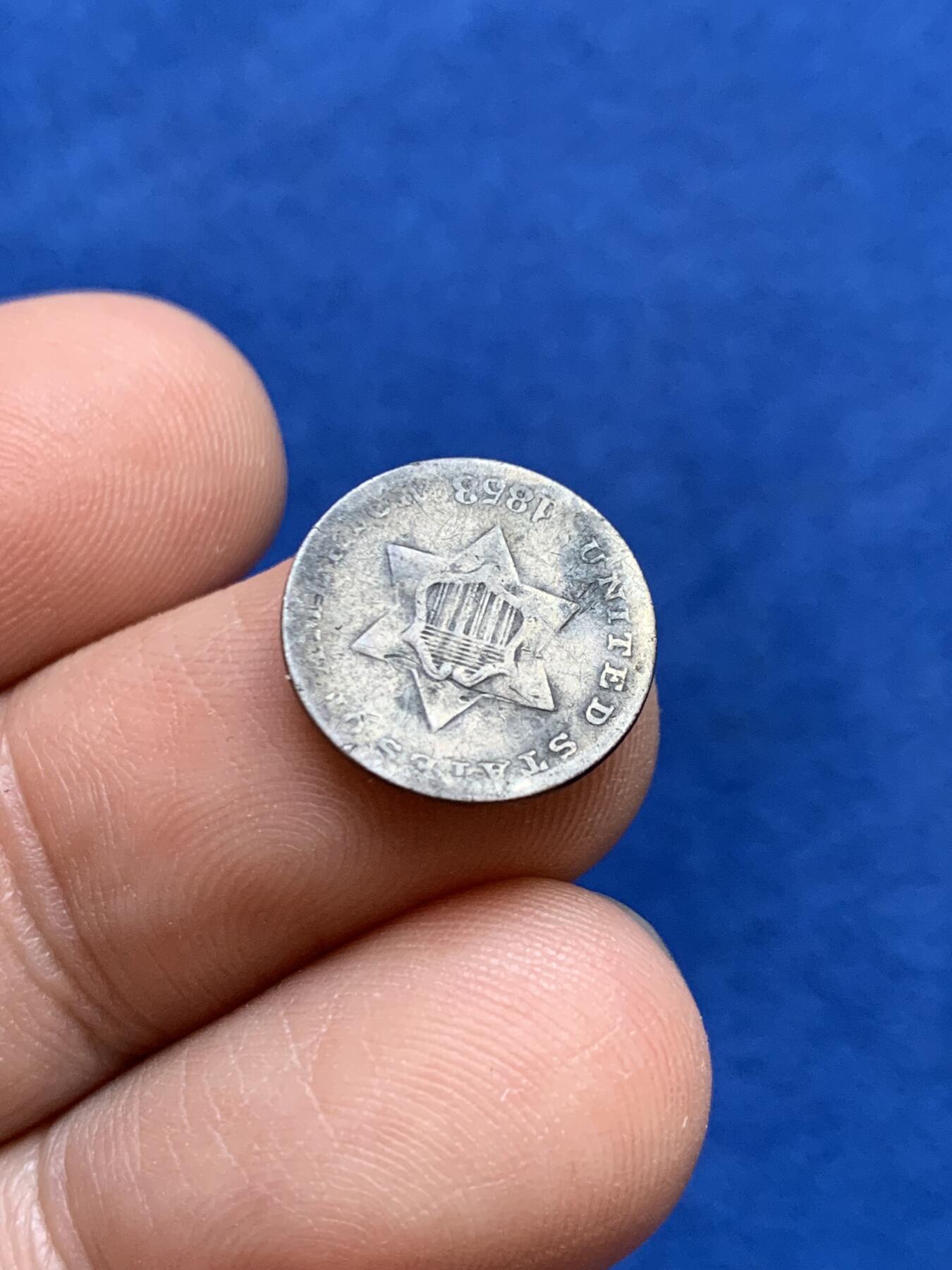 《竞宝斋》第439场 周日，周一，周二 3场连拍 （全场包邮） 美国1853年3分小银币