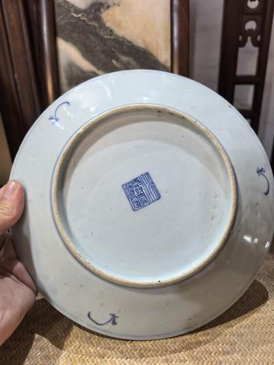 清代宝相纹青花大盘，老瓷器老青花瓷老盘子