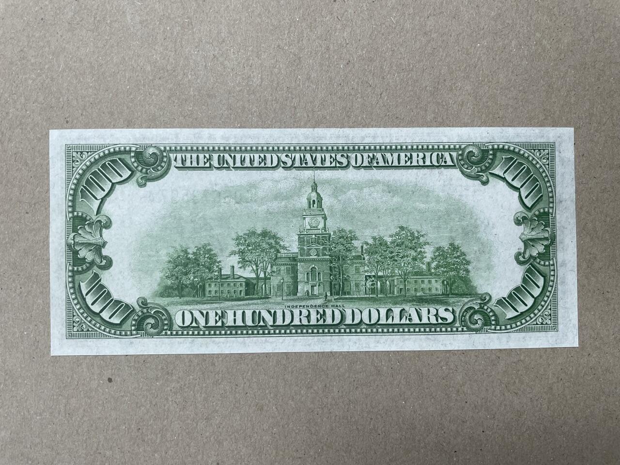 美国1934年100元 芝加哥分行发行 UNC-品相 G06673597A