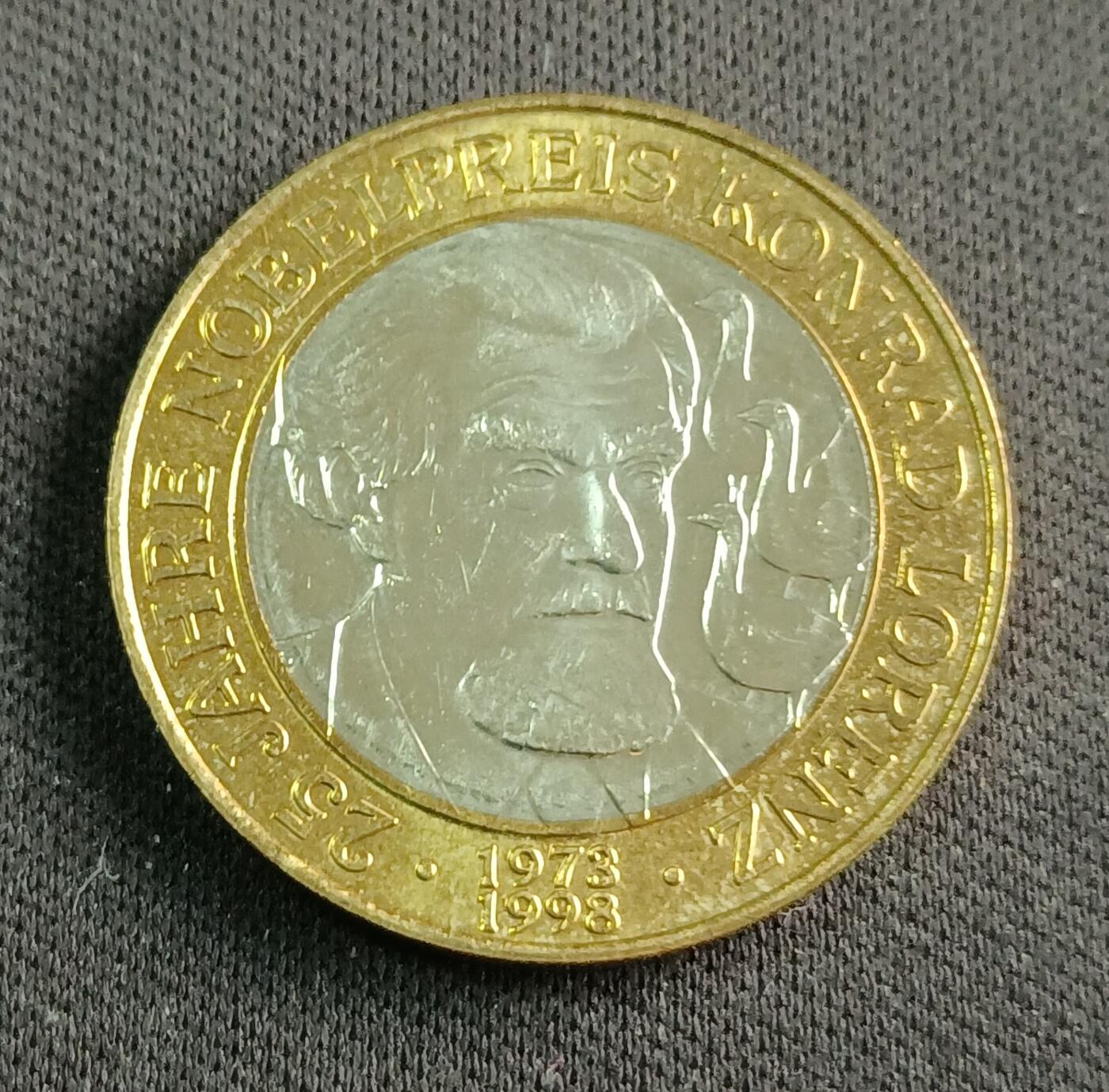 【游宝拍卖】乙巳蛇年88期 佣金1+6% 奥地利-50先令 1998年 科学家康拉德·洛伦兹(Konrad Lorenz)纪念币