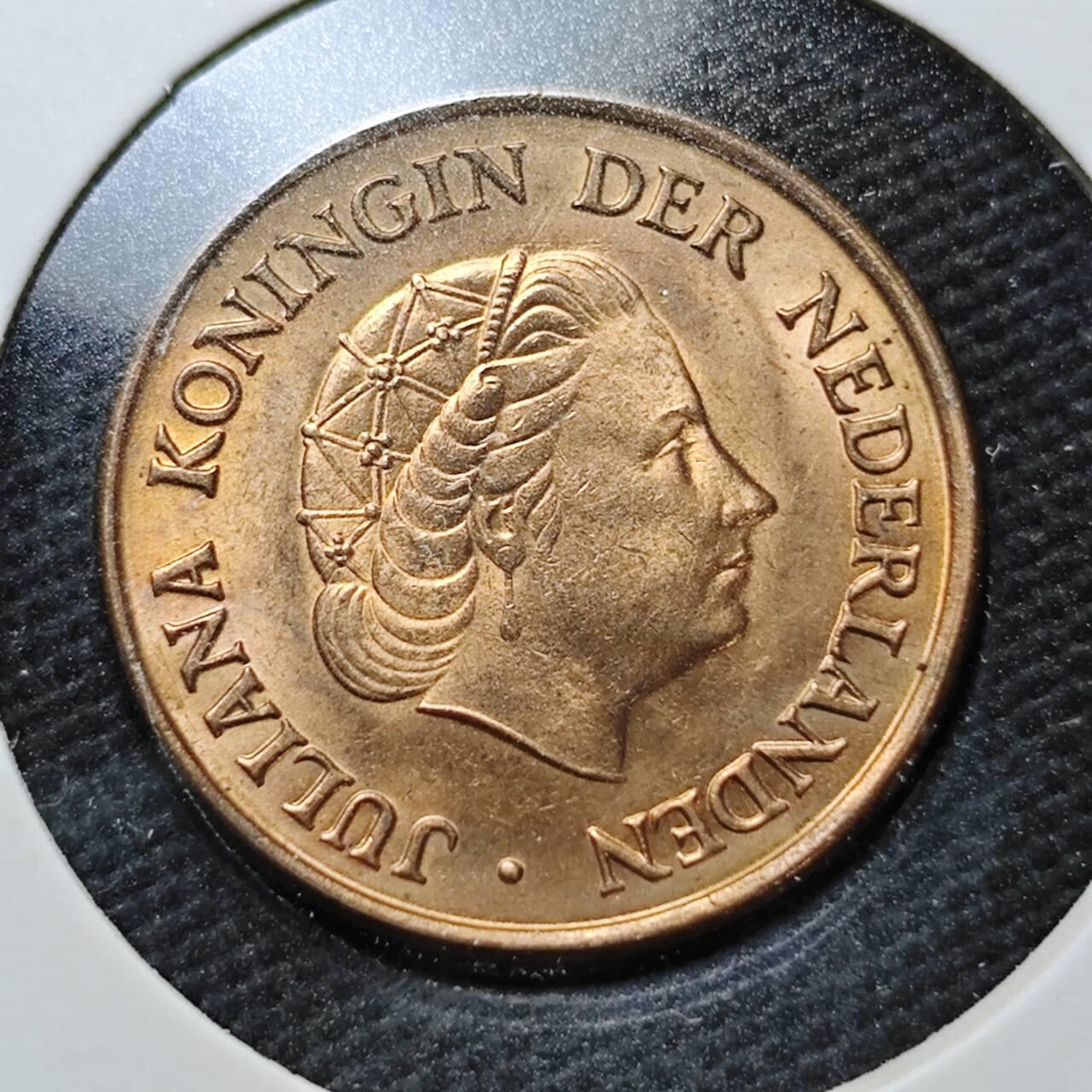 KK钱币收藏小铺  第372场  2月预留时间 周末发货  1969荷兰5分铜币