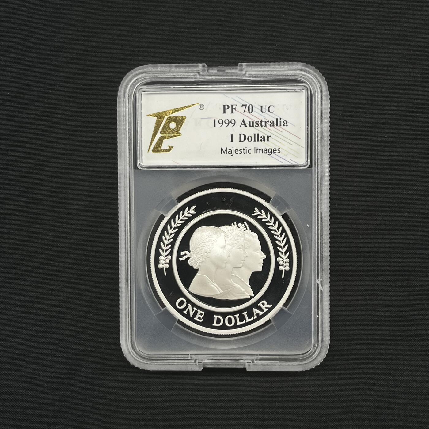 PThappally收藏第54次拍卖，英联邦地区硬币纸币 澳大利亚  1999 年 1 元“女王 威仪肖像”31.10g  银质精制纪念币 稀缺收藏拍品 TQG PF70 UC