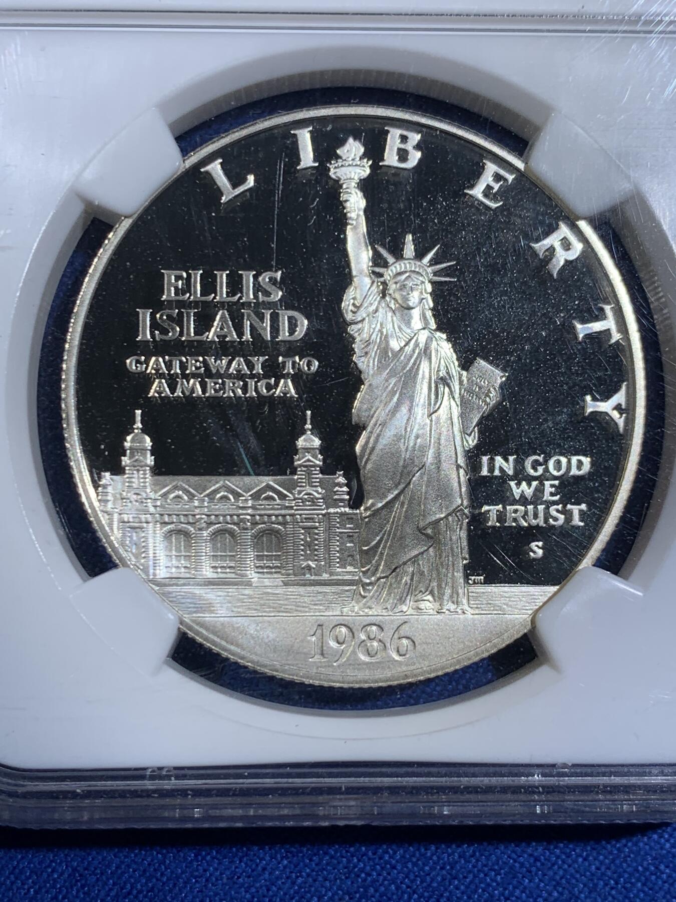 《竞宝斋》第439场 周日，周一，周二 3场连拍 （全场包邮） NGC PF69UC 美国1986年自由女神百年磨砂纪念银币