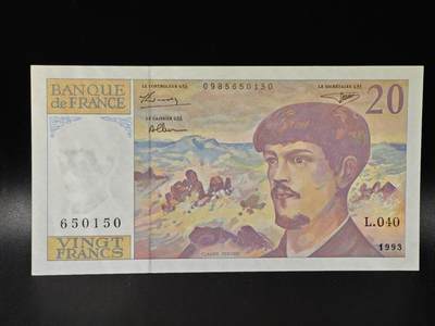 【淘币小摊】限时拍第八百拍  纸币场  满百包邮可预留两周  周一统一发货  - 法国1993年20法郎