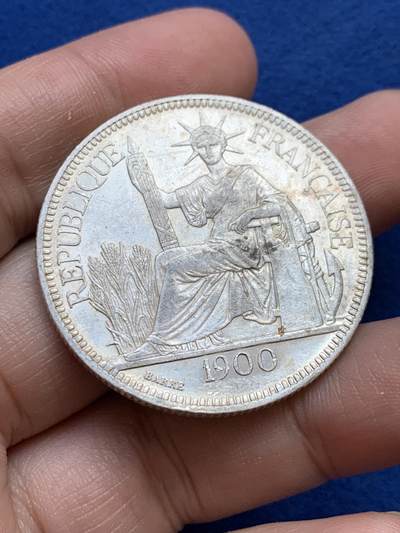 《竞宝斋》第439场 周日，周一，周二 3场连拍 （全场包邮） - 法属印支1900年坐洋1皮阿斯特银币