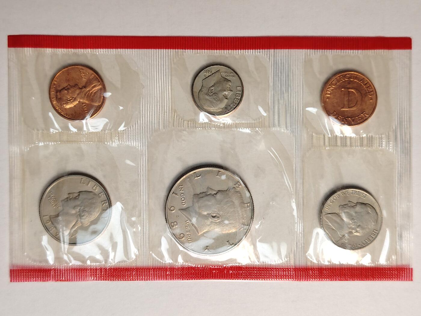 布加迪🐬～世界钱币(上海)🌾第 260 期 /  各国套币和散币 美国🇺🇸 1989年 6枚套币(红边) 丹佛造币厂