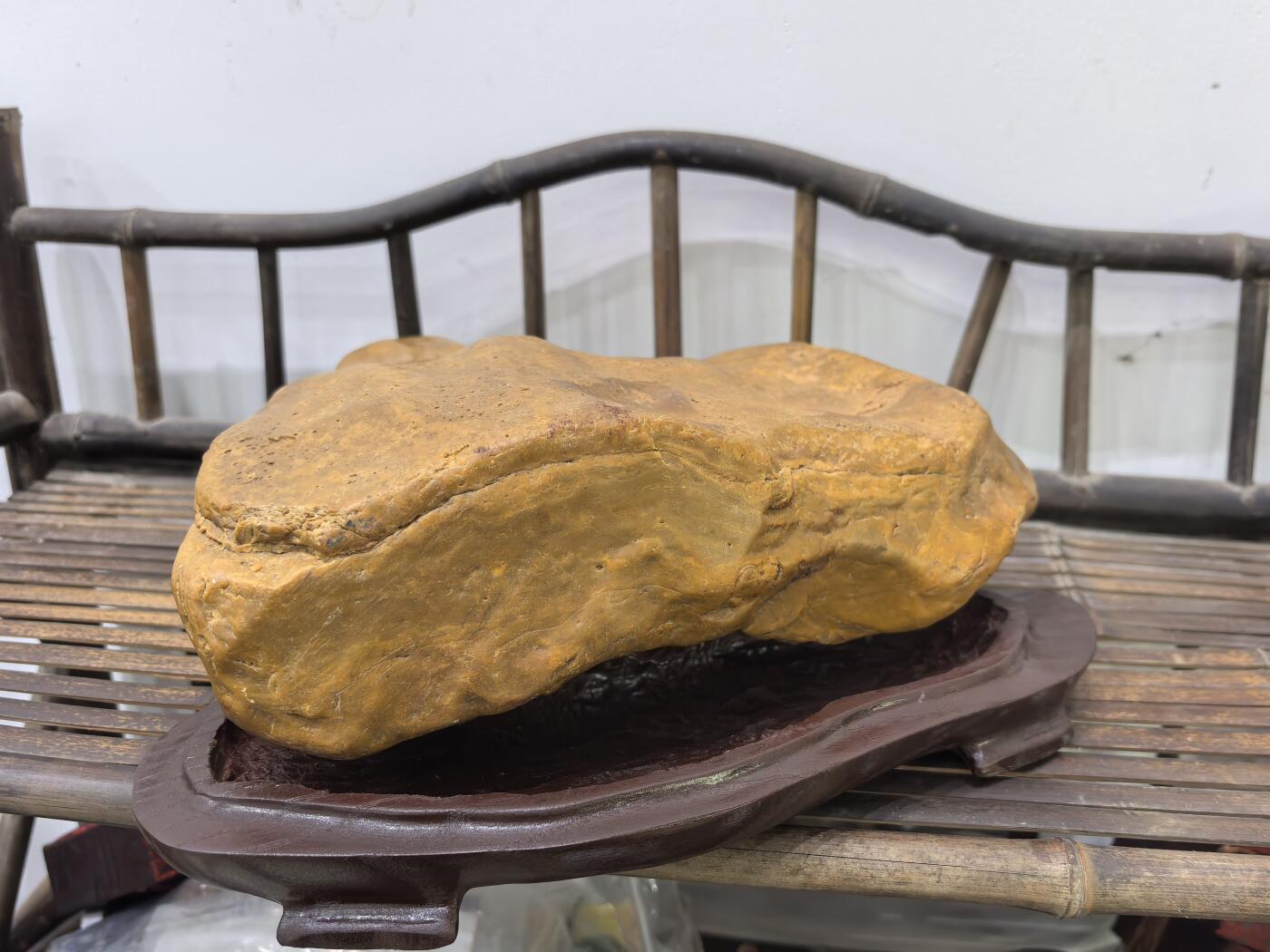 兰馨堂古玩杂项专场 老黄蜡石山子摆件