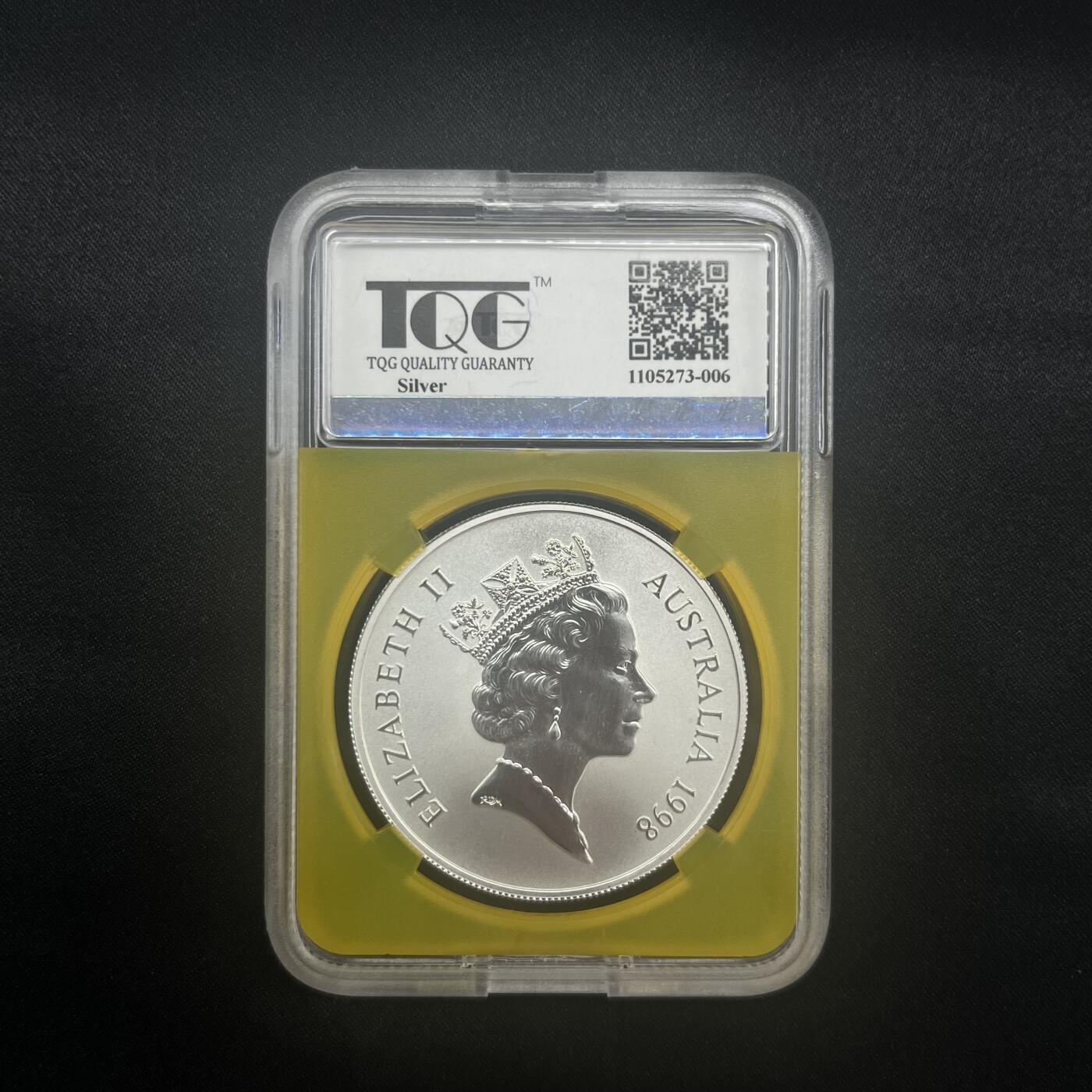 PThappally收藏第54次拍卖，英联邦地区硬币纸币 澳大利亚 1998  1元 袋鼠主题 1 盎司纯银纪念币 TQG MS 69