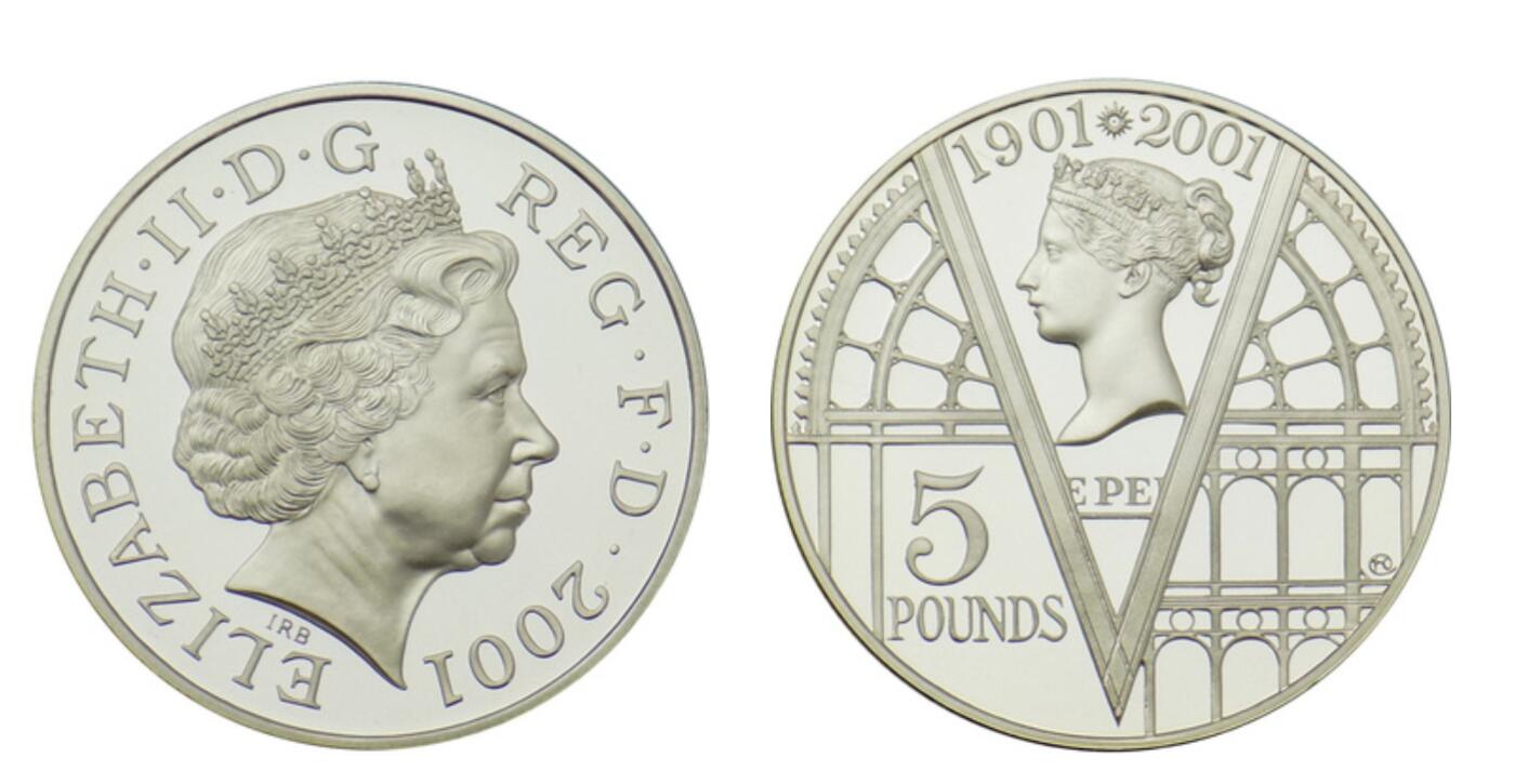 PThappally收藏第54次拍卖，英联邦地区硬币纸币 英国 2001 年 “维多利亚女王逝世百年” 5 英镑 28.28g 925 银纪念币 TQG PF66UC 珍稀币种