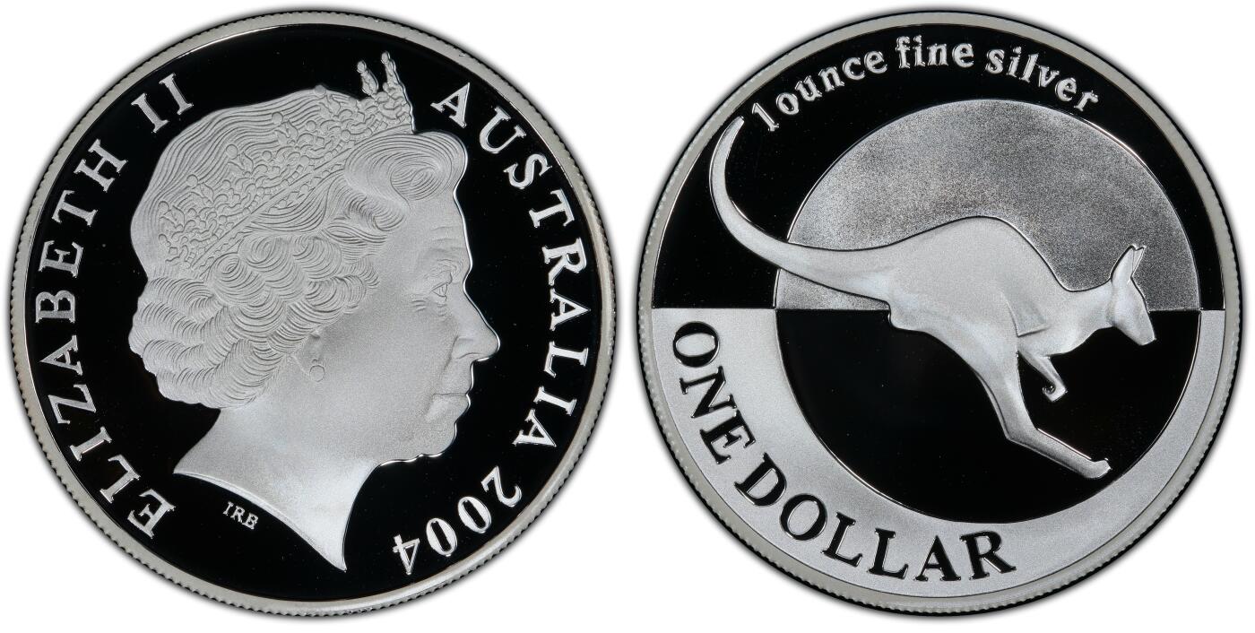 PThappally收藏第54次拍卖，英联邦地区硬币纸币 澳大利亚 2004 年  1 澳元 31.1035g  银币 PCGS PR68DCAM