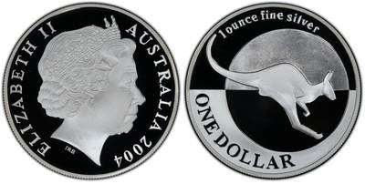 PThappally收藏第54次拍卖，英联邦地区硬币纸币 - 澳大利亚 2004 年  1 澳元 31.1035g  银币 PCGS PR68DCAM