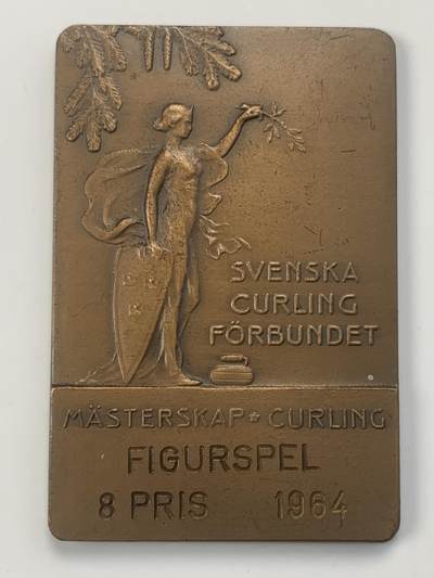 掌中浮雕-藏着的欧洲第042场 - 1964年瑞典冰壶联合会纪念铜章，39*58mm，57.3g